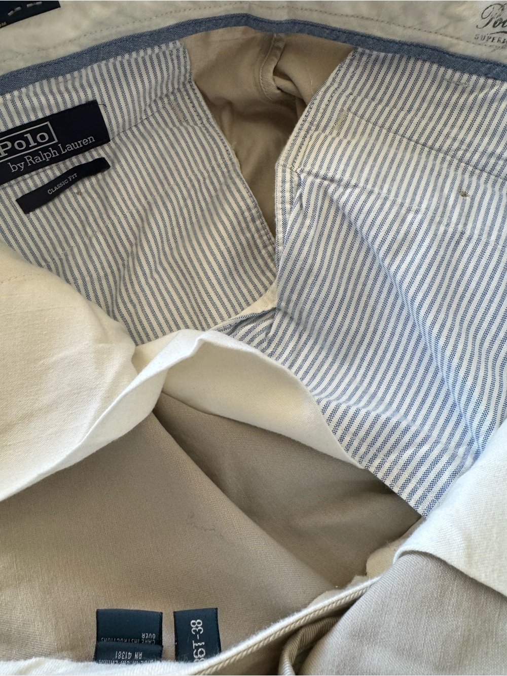 Polo Ralph Lauren Classic Fit Khaki Trousers Tall 36x38 Cotton Twill (NWT) - Picture 11 of 15